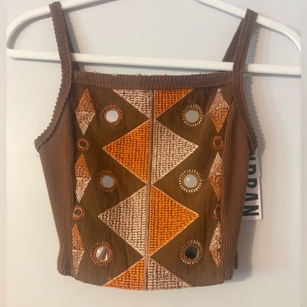 Urban Outfitters Geometric Brown and Orange Tank